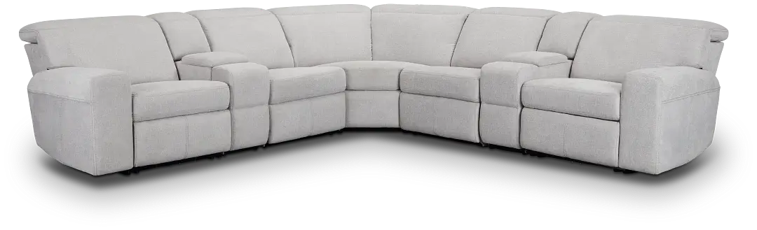 Callum Light Gray Fabric Large Dual Power Reclining Two-arm Sectional Callum Light Gray Fabric Large Dual Power Reclining Two-arm Sectional