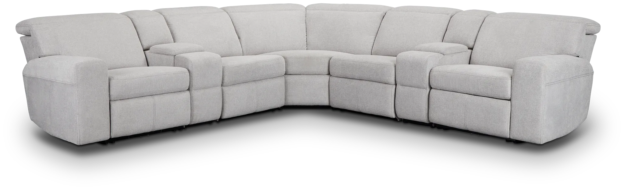 Callum Light Gray Fabric Large Dual Power Reclining Two-arm Sectional