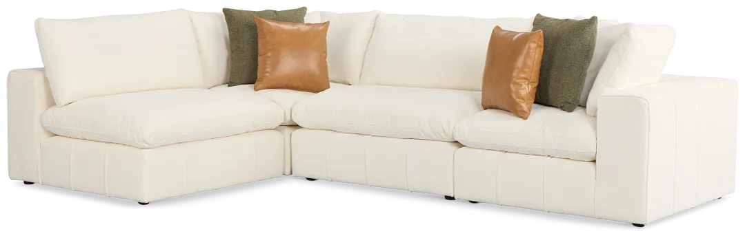 Cruz White Fabric 4-piece Modular Sectional