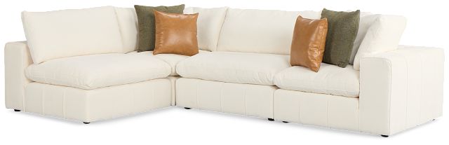 Cruz White Fabric 4-piece Modular Sectional