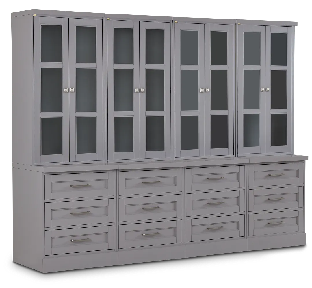 Newport Gray Drawer Bookcase Wall