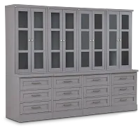 Newport Gray Drawer Bookcase Wall