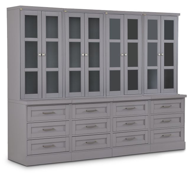 Newport Gray Drawer Bookcase Wall (2)