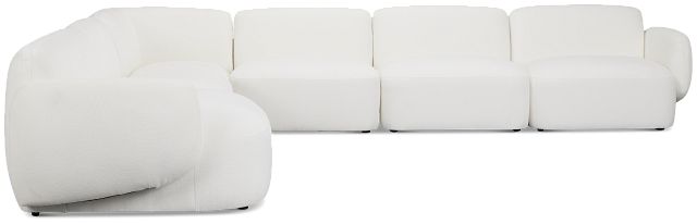 Halsey White Fabric Large Left Cuddler Sectional