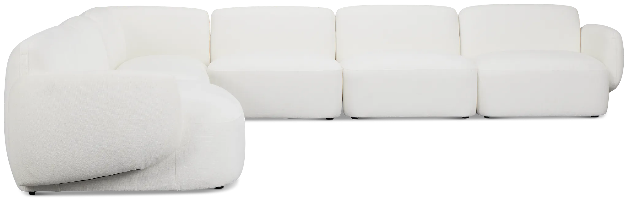 Halsey White Fabric Large Left Cuddler Sectional