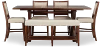 Joplin Dark Tone Extension High Table, 4 Barstools & High Bench