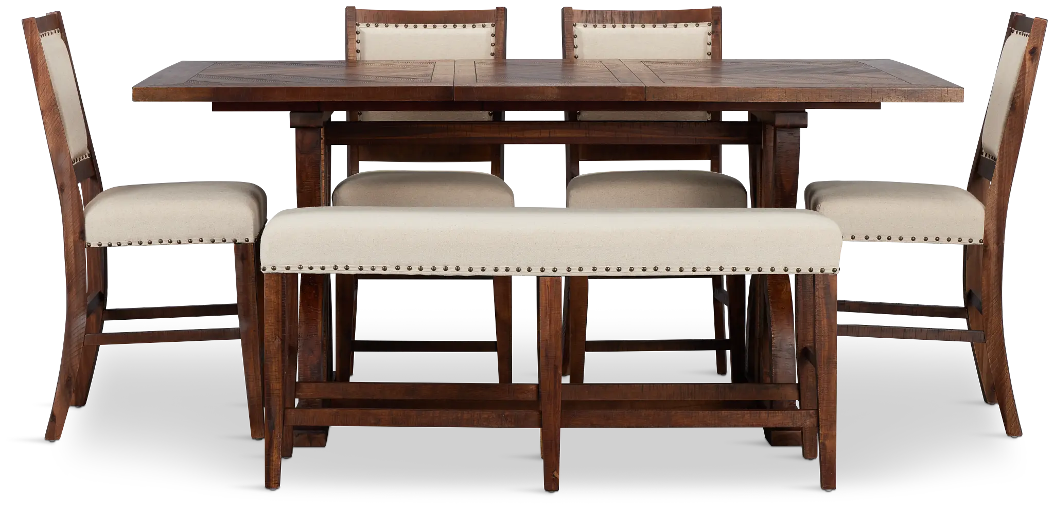 Joplin Dark Tone Extension High Table, 4 Barstools & High Bench Joplin Dark Tone Extension High Table, 4 Barstools & High Bench