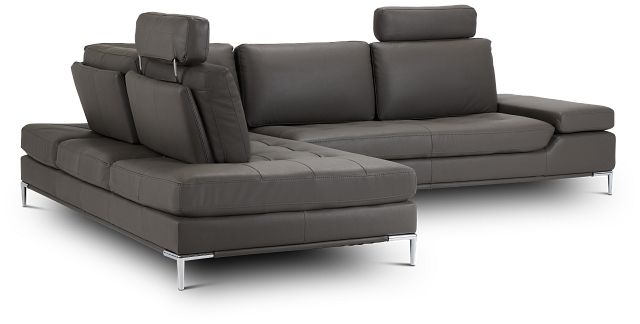 Camden Dark Gray Micro Left Chaise Sectional With Removable Headrest (1)