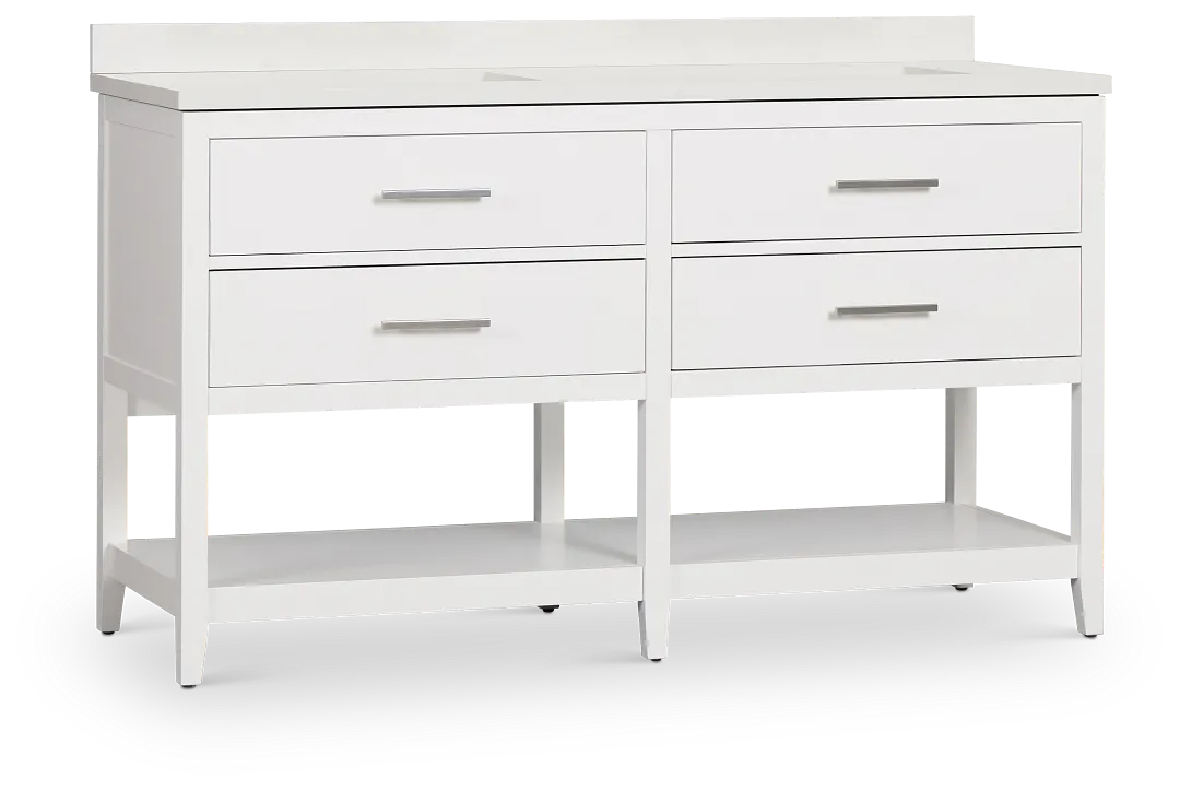 Alden White 60" Double Bathroom Vanity