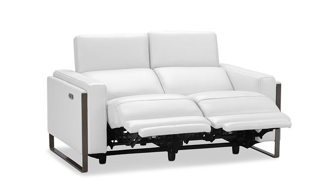 Atlas White Lthr/vinyl Power Reclining Loveseat