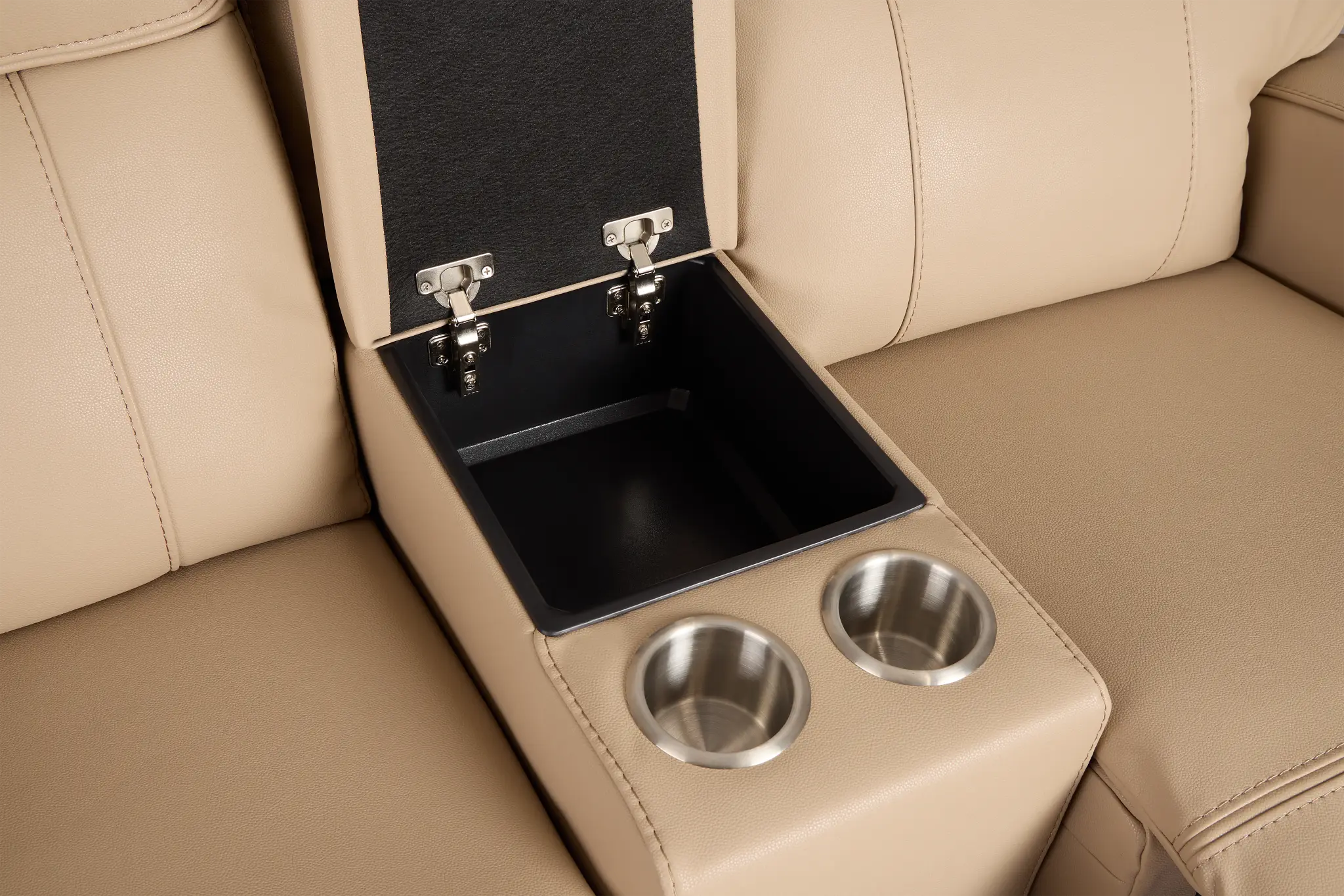 Rhett Taupe Micro Reclining Console Loveseat Rhett Taupe Micro Reclining Console Loveseat