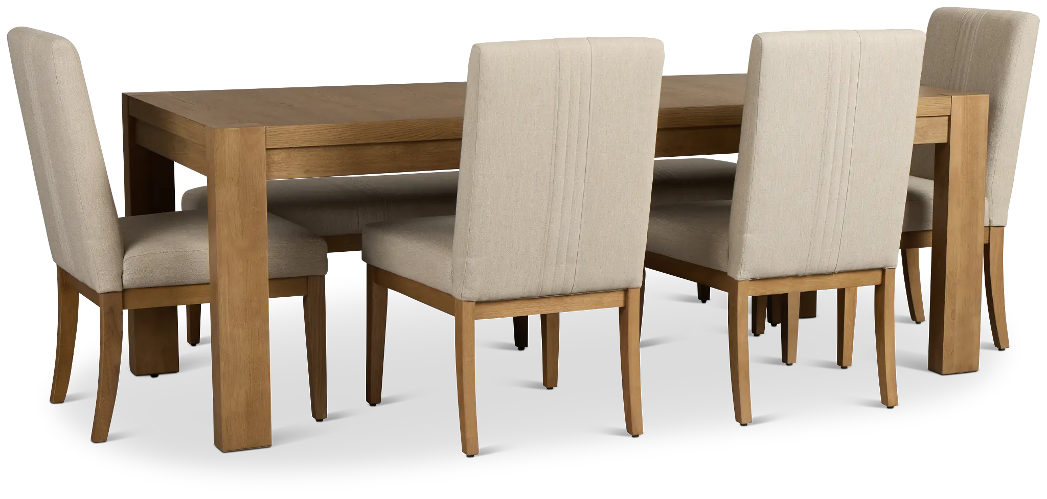 Tahoe Light Tone Rect Table With 4 Upholstered Side Chairs & Bench Tahoe Light Tone Rect Table With 4 Upholstered Side Chairs & Bench