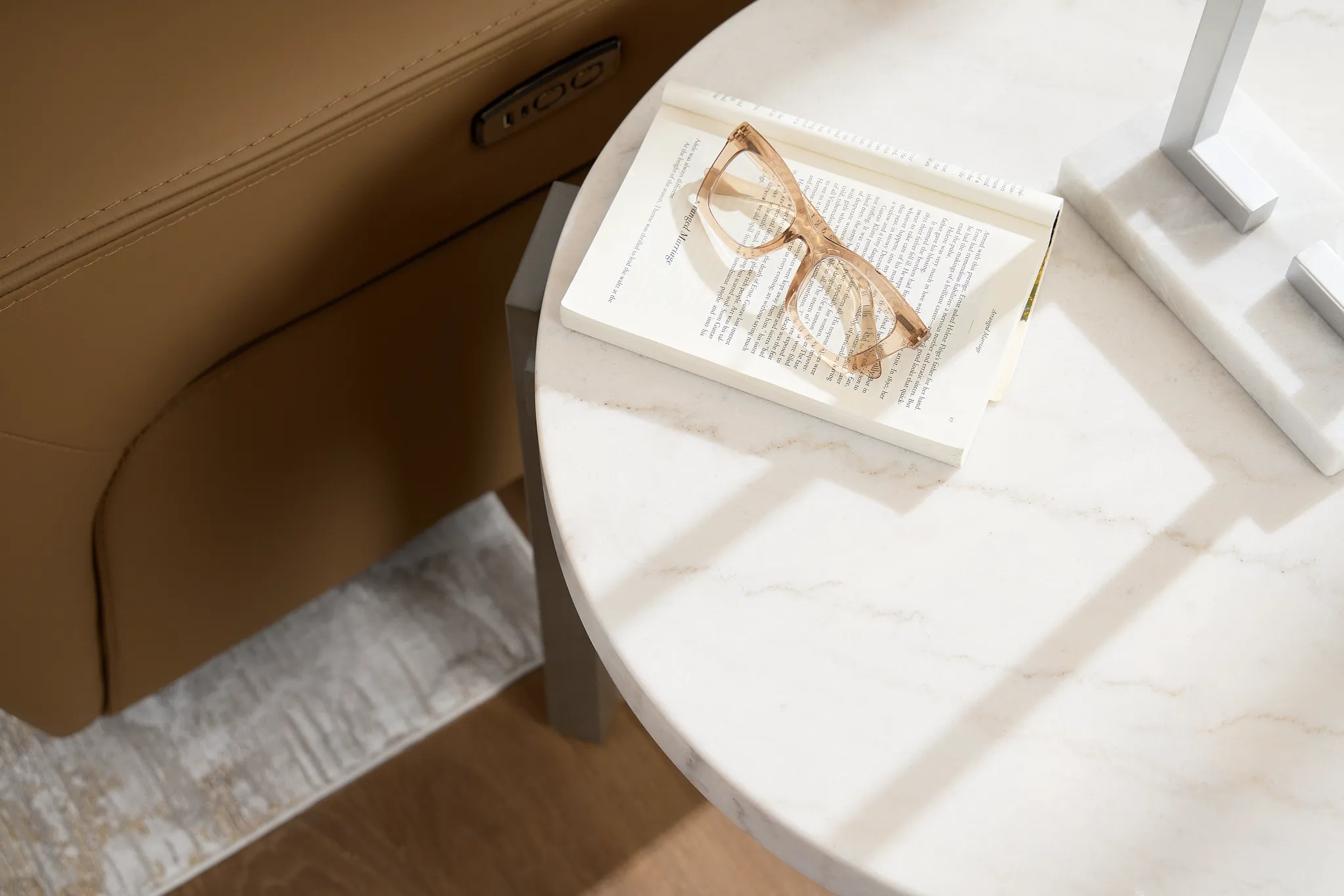 Kaleb White Marble End Table