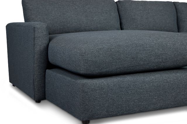 Noah Dark Blue Fabric Small Left Chaise Sectional