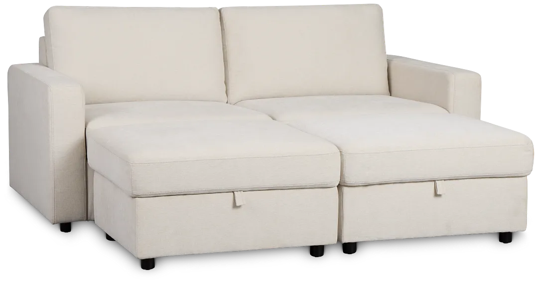 Addie Beige Fabric 4-piece Pit Storage Sectional