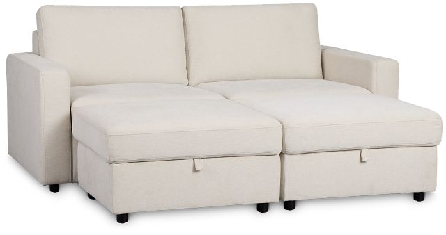 Addie Beige Fabric 4-piece Pit Storage Sectional