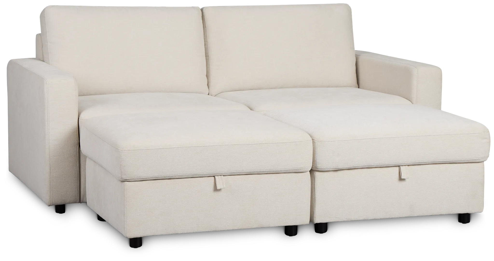 Addie Beige Fabric 4-piece Pit Storage Sectional