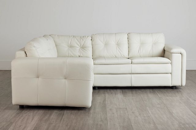 Rowan Light Beige Leather Small Two-arm Sectional