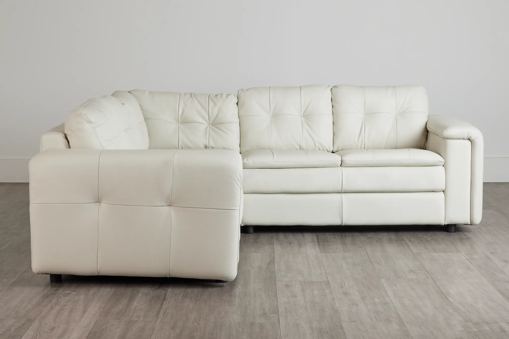 Rowan Light Beige Leather Small Two-arm Sectional Rowan Light Beige Leather Small Two-arm Sectional