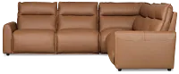 Edison Medium Brown Leather/vinyl Small Triple Power Reclining 2-arm Sectional