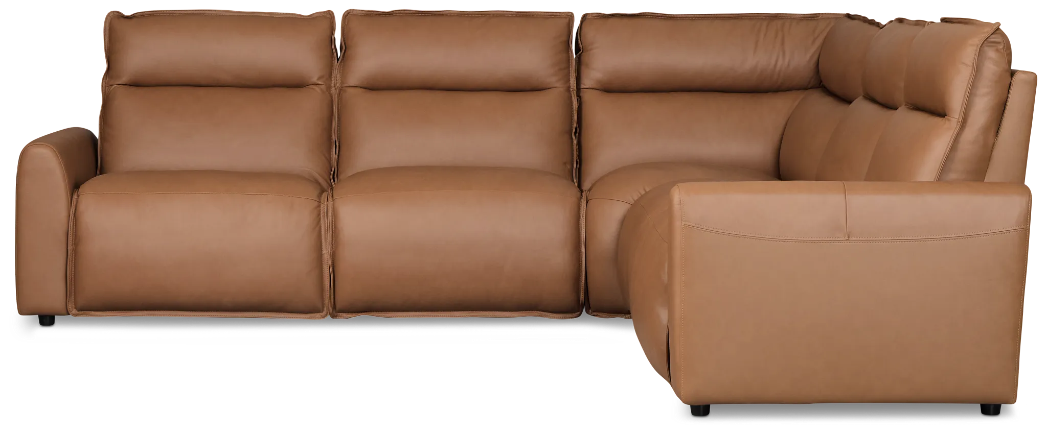 Edison Medium Brown Leather/vinyl Small Triple Power Reclining 2-arm Sectional