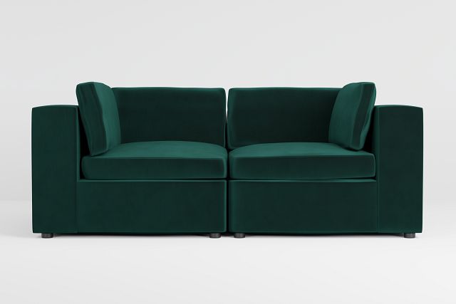 Destin Joya Green Velvet 2-piece Modular Sofa