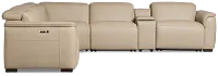 Flexsteel Brodie Taupe Lthr/vinyl Medium Triple Power 2-arm Sectional