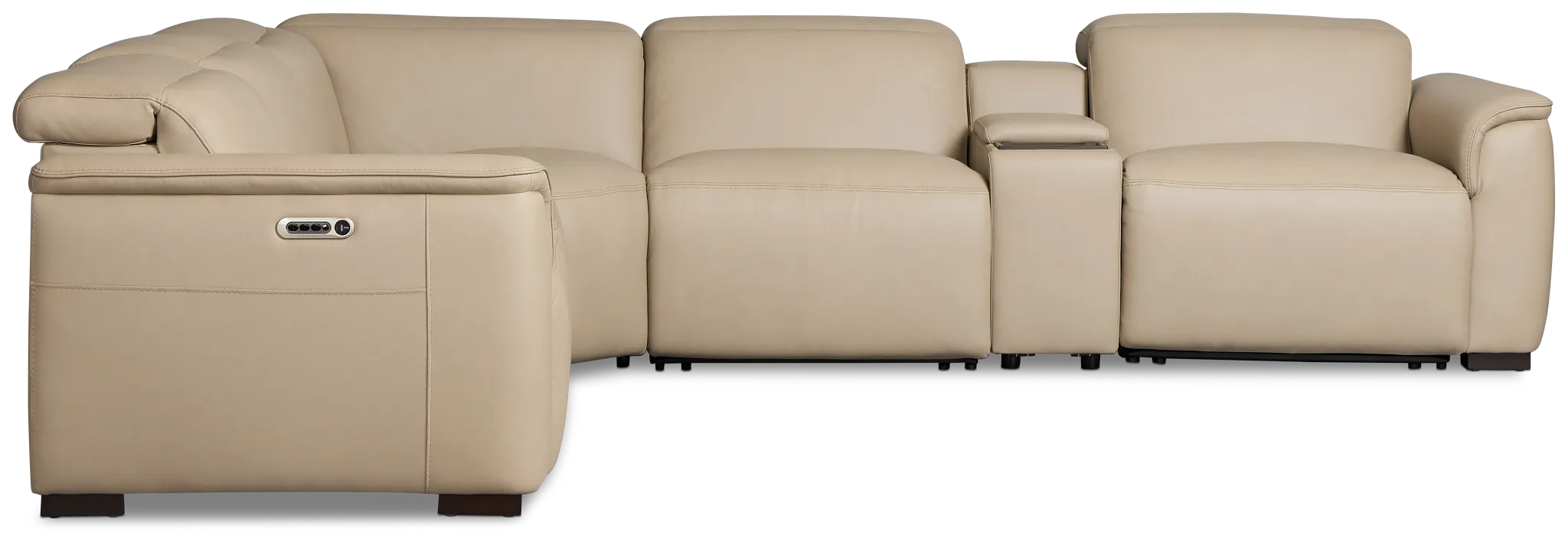 Flexsteel Brodie Taupe Lthr/vinyl Medium Triple Power 2-arm Sectional
