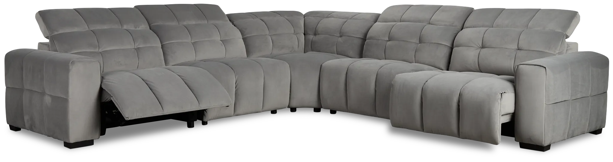 Gemma Light Gray Velvet Small Right Chaise Power Reclining Sectional