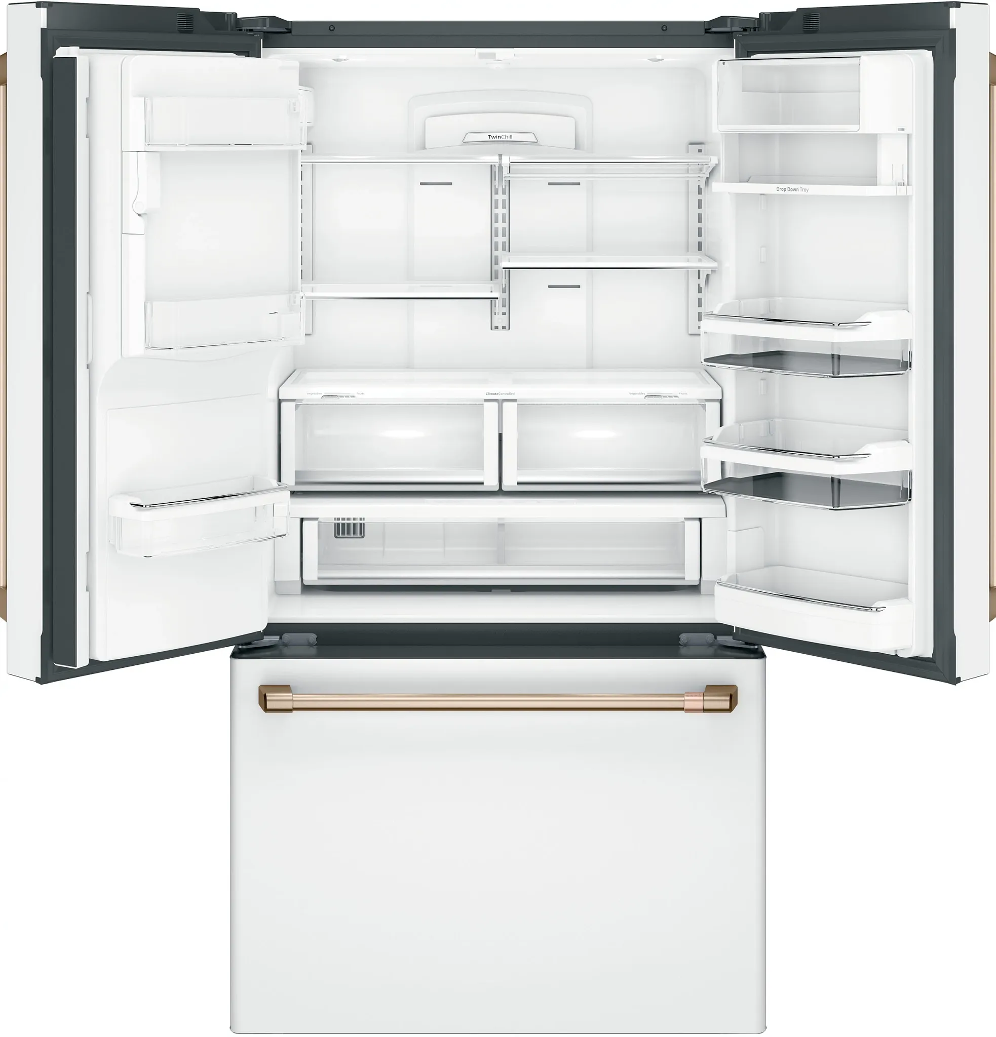 Cafe 22 Series White Bottom Freezer Refrigerator