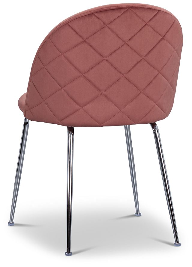 Capri Light Pink Velvet Upholstered Side Chair W/ Chrome Legs
