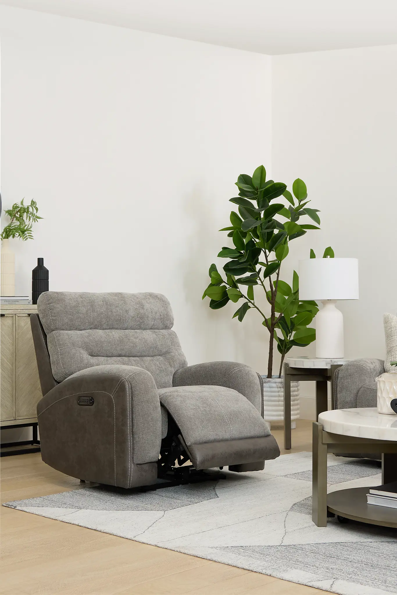 Travis Gray Fabric Power Recliner Travis Gray Fabric Power Recliner