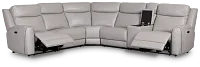 Walker Light Gray Lthr/vinyl Medium Dual Power 2-arm Reclining Sectional