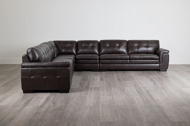 Braden Dark Brown Leather Large Two-arm Sectional
