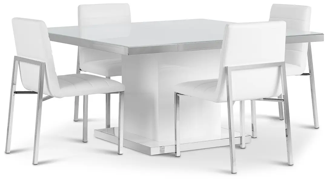Miami White Square Table & 4 Chairs Miami White Square Table & 4 Chairs