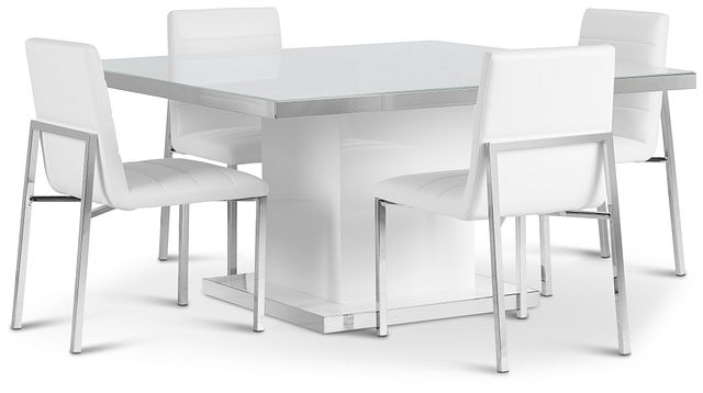 Miami White Square Table & 4 Chairs (1)