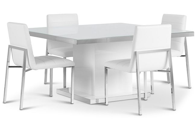 Miami White Square Table & 4 Chairs