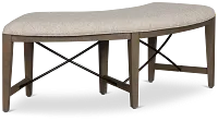Heron Cove Light Tone Curved Upholstered Dining Bench