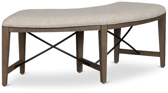 Heron Cove Light Tone Curved Upholstered Dining Bench
