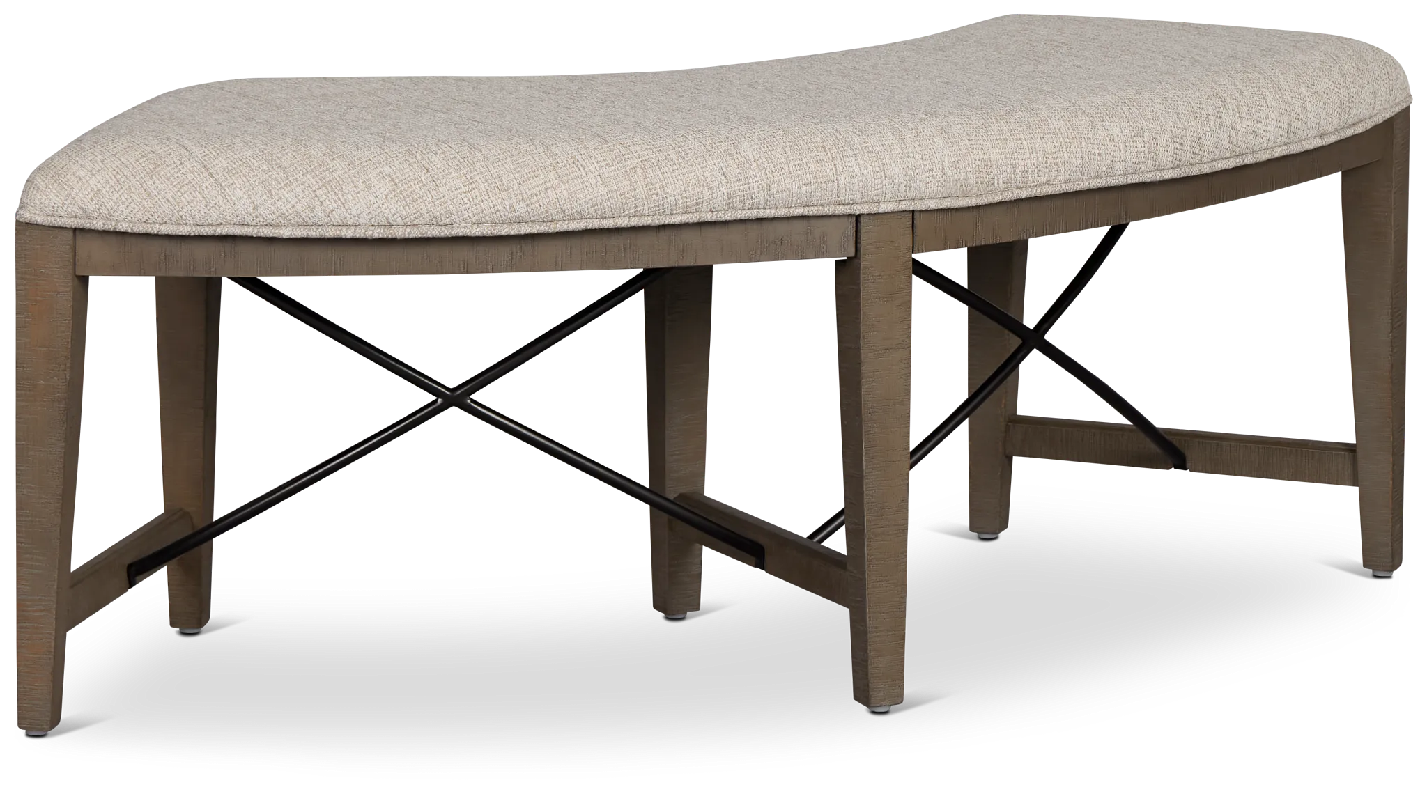 Heron Cove Light Tone Curved Upholstered Dining Bench