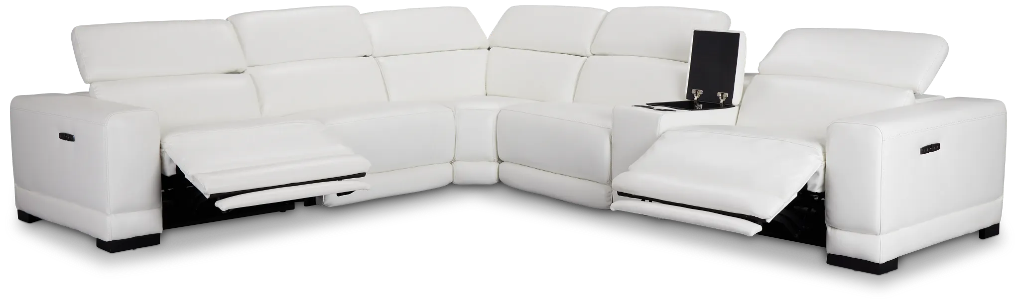 Lombardy White Micro Medium Dual Power 2-arm Reclining Sectional
