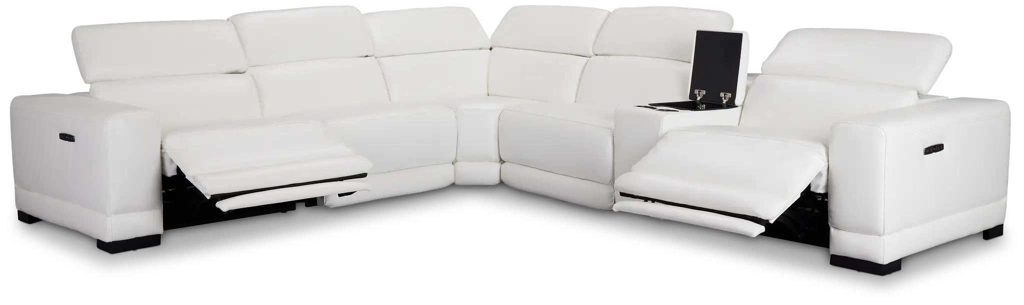 Lombardy White Micro Medium Dual Power 2-arm Reclining Sectional Lombardy White Micro Medium Dual Power 2-arm Reclining Sectional