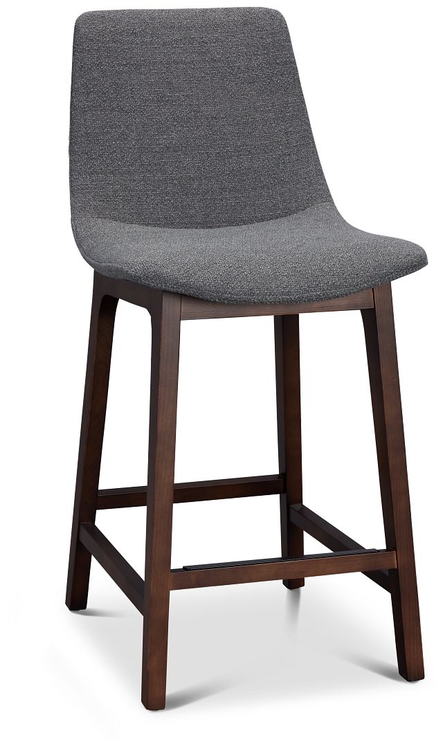 Hamilton Dark Gray Fabric 24" Upholstered Barstool