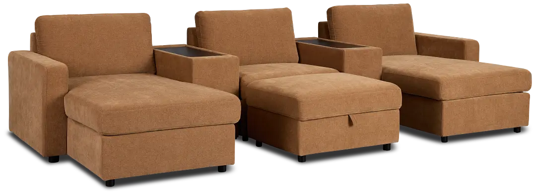 Addie Brown Fabric 6-piece Home Theater With Storage Consoles Addie Brown Fabric 6-piece Home Theater With Storage Consoles
