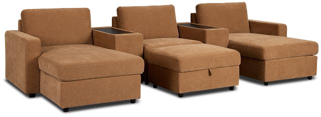 Addie Brown Fabric 6-piece Home Theater With Storage Consoles