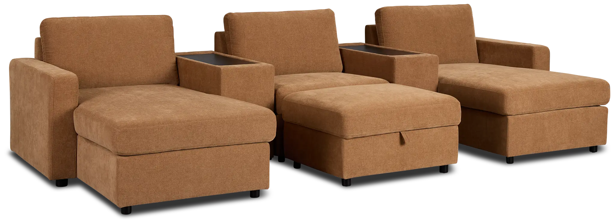 Addie Brown Fabric 6-piece Home Theater With Storage Consoles Addie Brown Fabric 6-piece Home Theater With Storage Consoles