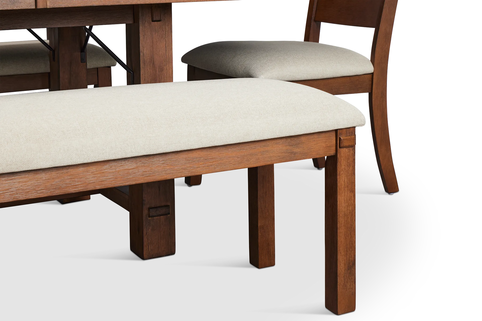 Park City Dark Tone Rect Table With 4 Wood Side Chairs & Bench