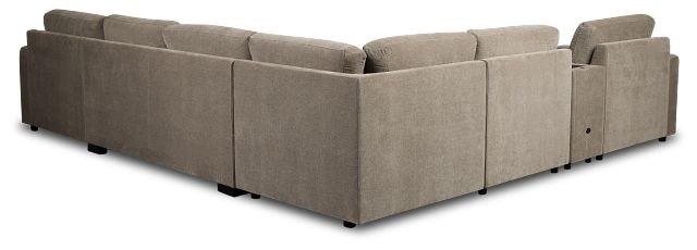 Addie Gray Fabric Medium Right Chaise Sleeper Sectional With Console