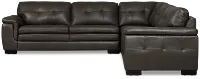 Braden Dark Gray Leather Small Two-arm Sectional