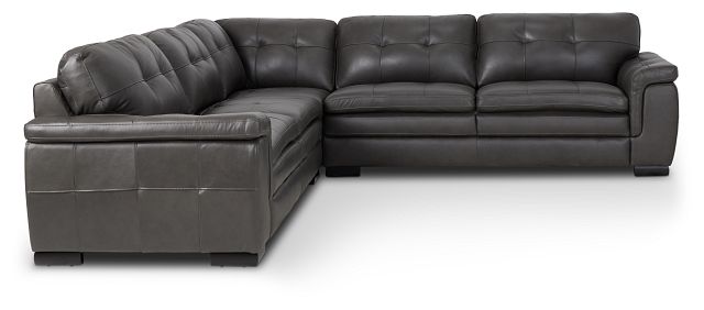 Braden Dark Gray Leather Small Two-arm Sectional